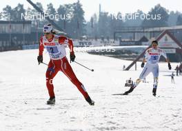 Cross-Country - FIS world cup cross-country final, relay women 4x5 km, 25.03.07 - Falun (SWE): Marit Bjoergen (NOR), Britta Norgren (SWE).