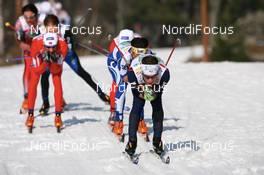 Cross-Country - FIS world cup cross-country final, relay men 4x10 km, 25.03.07 - Falun (SWE): Jean Marc Gaillard (FRA) leads the field.