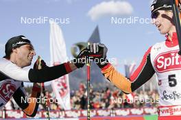 Nordic Combined - FIS World Cup Nordic Combined Sprint - Seefeld (AUT): Mario Stecher le congratulates to Felix Gottwald AUT.