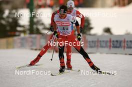 Nordic Combined - FIS Nordic World Ski Championchips nordic combined, team HS134/4x5km, 25.02.07 - Sapporo (JPN): David Kreiner (AUT), Espen Rian (NOR).