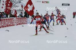 08.12.2007, Hochfilzen (AUT): Christoph Sumann (AUT) leading the group - IBU World Cup biathlon, pursuit men - Hochfilzen (AUT). www.nordicfocus.com. c Furtner/NordicFocus. Every downloaded picture is fee-liable.