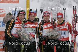 09.12.2007, Hochfilzen (AUT): Team GER l-r: Michael Roesch (GER), Daniel Graf (GER), Carsten Pump (GER), Michael Greis (GER)  - IBU World Cup biathlon, relay men - Hochfilzen (AUT). www.nordicfocus.com. c Furtner/NordicFocus. Every downloaded picture is fee-liable.