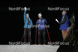29.12.2007, Gelsenkirchen, Germany (GER): l-r: Sandrine Bailly (FRA), Vincent Defrasne (FRA)  - Biathlon World Team Challenge WTC AufSchalke - Gelsenkirchen (GER). www.nordicfocus.com. c Felgenhauer/NordicFocus. Every downloaded picture is fee-liable.