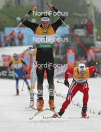27.10.2007, Duesseldorf, Germany (GER): Josef Wenzl (GER), jumping on the finish line - emotion - FIS world cup cross-country, individual sprint, Duesseldorf. www.nordicfocus.com. c Hemmersbach/NordicFocus. Every downloaded picture is fee-liable.