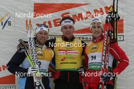 27.10.2007, Duesseldorf, Germany (GER): Podium, l-r: Bjoern Lind (SWE), Josef Wenzl (GER), Jon Kristian Dahl (NOR) - FIS world cup cross-country, individual sprint, Duesseldorf. www.nordicfocus.com. c Hemmersbach/NordicFocus. Every downloaded picture is fee-liable.