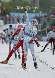 28.10.2007, Duesseldorf, Germany (GER): Peter Larsson (SWE) on the finish line, emotion - FIS world cup cross-country, team sprint, Duesseldorf. www.nordicfocus.com. c Hemmersbach/NordicFocus. Every downloaded picture is fee-liable.