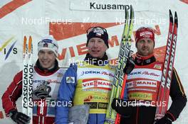 02.12.2007, Kuusamo, Finland (FIN): l-r: Eldar Roenning (NOR), Lukas Bauer (CZE), Axel Teichmann (GER)  - FIS world cup cross-country, 15km men, Kuusamo (FIN). www.nordicfocus.com. c Felgenhauer/NordicFocus. Every downloaded picture is fee-liable.