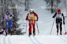 01.12.2007, Kuusamo, Finland (FIN): l-r: Julia Ivanova (RUS), Marit Bjoergen (NOR), Justyna Kowalczyk (POL)  - FIS world cup cross-country, individual sprint, Kuusamo (FIN). www.nordicfocus.com. c Felgenhauer/NordicFocus. Every downloaded picture is fee-liable.