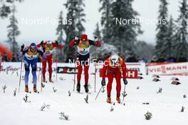 01.12.2007, Kuusamo, Finland (FIN): l-r: Nikita Kriukov (RUS), Oystein Pettersen (NOR), Andrew Newell (USA), Johan Kjoelstad (NOR)   - FIS world cup cross-country, individual sprint, Kuusamo (FIN). www.nordicfocus.com. c Felgenhauer/NordicFocus. Every downloaded picture is fee-liable.