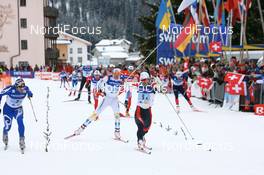 09.12.2007, Davos (SUI): l-r: Christian Zorzi (ITA), Marcus Hellner (SWE), Martin Koukal (CZE) - FIS World Cup cross-country, relay men - Davos (SUI). www.nordicfocus.com. c Manzoni/NordicFocus. Every downloaded picture is fee-liable.