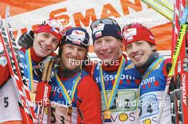 09.12.2007, Davos (SUI): Martin Jaks (CZE) , Milan Sperl (CZE), Lukas Bauer (CZE), Martin Koukal (CZE) - FIS World Cup cross-country, relay men - Davos (SUI). www.nordicfocus.com. c Manzoni/NordicFocus. Every downloaded picture is fee-liable.