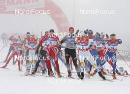 29.12.07, Nove Mesto, Czech Republic (CZE): group, l-r Odd-Bjoern Hjelmeset (NOR), Axel Teichmann (GER), Anders Soedergren (SWE), Pietro Piller Cottrer (ITA) - FIS world cup cross-country, tour de ski, 15km men, Nove Mesto (CZE). www.nordicfocus.com. c Hemmersbach/NordicFocus. Every downloaded picture is fee-liable.