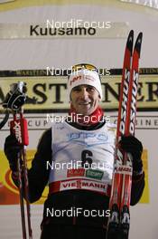 30.11.2007, Kuusamo, Finland (FIN): Ronny Ackermann (GER), emotion, at the flower ceremony - FIS world cup nordic combined, individual gundersen, Kuusamo (FIN). www.nordicfocus.com. c Felgenhauer/NordicFocus. Every downloaded picture is fee-liable.