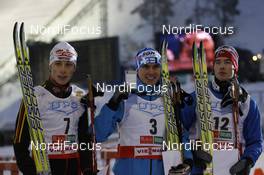 30.11.2007, Kuusamo, Finland (FIN): l-r: Eric Frenzel (GER), Anssi Koivuranta (FIN), Petter Tande (NOR)  - FIS world cup nordic combined, individual gundersen, Kuusamo (FIN). www.nordicfocus.com. c Felgenhauer/NordicFocus. Every downloaded picture is fee-liable.