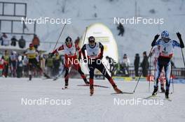 01.12.2007, Kuusamo, Finland (FIN): l-r: Wilhelm Denifl (AUT), Jason Lamy-Chappuis (FRA), Anssi Koivuranta (FIN)  - FIS world cup nordic combined, sprint, Kuusamo (FIN). www.nordicfocus.com. c Felgenhauer/NordicFocus. Every downloaded picture is fee-liable.