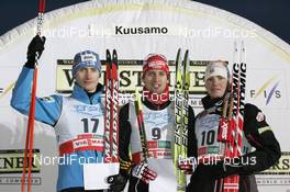 01.12.2007, Kuusamo, Finland (FIN): l-r: Hannu Manninen (FIN), Bjoern Kircheisen (GER), Bill Demong (USA)  - FIS world cup nordic combined, sprint, Kuusamo (FIN). www.nordicfocus.com. c Felgenhauer/NordicFocus. Every downloaded picture is fee-liable.