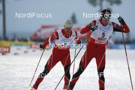 01.12.2007, Kuusamo, Finland (FIN): l-r: Christoph Bieler (AUT), Wilhelm Denifl (AUT)  - FIS world cup nordic combined, sprint, Kuusamo (FIN). www.nordicfocus.com. c Felgenhauer/NordicFocus. Every downloaded picture is fee-liable.