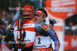 13.01.2008, Ruhpolding, Germany (GER): Michael Greis (GER) and Maxim Tchoudov (RUS) - IBU world cup biathlon, pursuit men, Ruhpolding (GER). www.nordicfocus.com. c Manzoni/NordicFocus. Every downloaded picture is fee-liable.