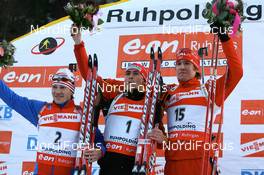 13.01.2008, Ruhpolding, Germany (GER): l-r: Maxim Tchoudov (RUS), Michael Greis (GER), Emil Hegle Svendsen (NOR) - IBU world cup biathlon, pursuit men, Ruhpolding (GER). www.nordicfocus.com. c Manzoni/NordicFocus. Every downloaded picture is fee-liable.