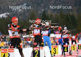 13.01.2008, Ruhpolding, Germany (GER): Andrea Henkel (GER), Kati Wilhelm (GER) - IBU world cup biathlon, pursuit women, Ruhpolding (GER). www.nordicfocus.com. c Manzoni/NordicFocus. Every downloaded picture is fee-liable.