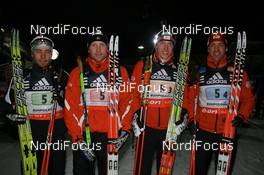 10.01.2008, Ruhpolding, Germany (GER): l-r: Daniel Mesotitsch (AUT), Stian Eckhoff (NOR), Dominik Landertinger (AUT), Christoph Sumann (AUT) - IBU world cup biathlon, relay men, Ruhpolding (GER). www.nordicfocus.com. c Manzoni/NordicFocus. Every downloaded picture is fee-liable.