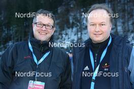 11.01.2008, Ruhpolding, Germany (GER): Rolf Schmid (SUI), CEO Mammut Sports GmbH and Peer Lange (GER), communication director IBU - IBU world cup biathlon, sprint women, Ruhpolding (GER). www.nordicfocus.com. c Manzoni/NordicFocus. Every downloaded picture is fee-liable.
