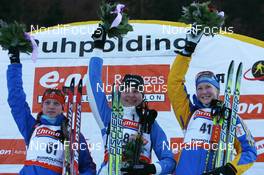 11.01.2008, Ruhpolding, Germany (GER): l-r: Svetlana Sleptsova (RUS), Kaisa Varis (FIN), Helena Jonsson (SWE) - IBU world cup biathlon, sprint women, Ruhpolding (GER). www.nordicfocus.com. c Manzoni/NordicFocus. Every downloaded picture is fee-liable.