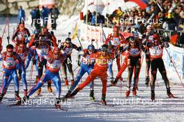20.01.2008, Antholz, Italy (ITA): l-r: Maxim Tchoudov (RUS), Nikolay Kruglov (RUS), Dmitri Iarochenko (RUS), Bjoern Ferry (SWE), Ole Einar Bjoerndalen (NOR), Alexander Wolf (GER), Michael Greis (GER) - IBU World Cup biathlon, mass men - Antholz (ITA). www.nordicfocus.com. c Manzoni/NordicFocus. Every downloaded picture is fee-liable.