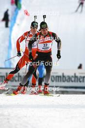19.01.2008, Antholz, Italy (ITA): Christoph Stephan (GER) leads Friedrich Pinter (AUT) - IBU World Cup biathlon, pursuit men - Antholz (ITA). www.nordicfocus.com. c Manzoni/NordicFocus. Every downloaded picture is fee-liable.
