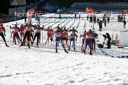 16.03.2008, Holmenkollen, Norway (NOR): Michael Roesch (GER), Nikolay Kruglov (RUS), Dmitri Iarochenko (RUS) lead the field - IBU World Cup biathlon, mass men, Holmenkollen (NOR). www.nordicfocus.com. c Manzoni/NordicFocus. Every downloaded picture is fee-liable.