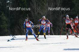 16.03.2008, Holmenkollen, Norway (NOR): l-r: Michaela Ponza (ITA), Oksana Khvostenko (UKR), Kathrin Hitzer (GER) - IBU World Cup biathlon, mass women, Holmenkollen (NOR). www.nordicfocus.com. c Manzoni/NordicFocus. Every downloaded picture is fee-liable.