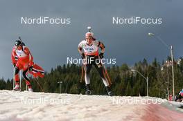 15.03.2008, Holmenkollen, Norway (NOR): l-r: Friedrich Pinter (AUT), Michael Roesch (GER) - IBU World Cup biathlon, pursuit men, Holmenkollen (NOR). www.nordicfocus.com. c Manzoni/NordicFocus. Every downloaded picture is fee-liable.