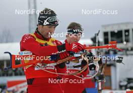 17.02.2008, Oestersund, Sweden (SWE): group, l-r Ole Einar Bjoerndalen (NOR), Emil Hegle Svendsen (NOR)  - IBU World Championchip of Biathlon, mass men - Oestersund (SWE). www.nordicfocus.com. c Hemmersbach/NordicFocus. Every downloaded picture is fee-liable.