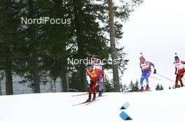 17.02.2008, Oestersund, Sweden (SWE): Ole Einar Bjoerndalen (NOR), Maxim Tchoudov (RUS), Ivan Tcherezov (RUS) - IBU World Championchip of Biathlon, mass men - Oestersund (SWE). www.nordicfocus.com. c Manzoni/NordicFocus. Every downloaded picture is fee-liable.