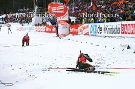 16.02.2008, Oestersund, Sweden (SWE): l-r: Ekaterina Iourieva (RUS), Tora Berger (NOR) and Magdalena Neuner (GER) - IBU World Championchip of Biathlon, mass women - Oestersund (SWE). www.nordicfocus.com. c Manzoni/NordicFocus. Every downloaded picture is fee-liable.