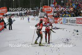 16.02.2008, Oestersund, Sweden (SWE): l-r: Magdalena Neuner (GER), Tora Berger (NOR) - IBU World Championchip of Biathlon, mass women - Oestersund (SWE). www.nordicfocus.com. c Furtner/NordicFocus. Every downloaded picture is fee-liable.