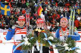 10.02.2008, Oestersund, Sweden (SWE): l-r: Ekaterina Iourieva (RUS), Andrea Henkel (GER), Albina Akhatova (RUS) - IBU World Championchip of Biathlon, medal shooting - Oestersund (SWE). www.nordicfocus.com. c Manzoni/NordicFocus. Every downloaded picture is fee-liable.