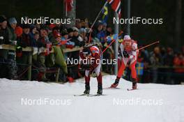 16.02.2008, Oestersund, Sweden (SWE): Edgars Piksons (LAT) leads Priit Viks (EST) - IBU World Championchip of Biathlon, relay men - Oestersund (SWE). www.nordicfocus.com. c Manzoni/NordicFocus. Every downloaded picture is fee-liable.