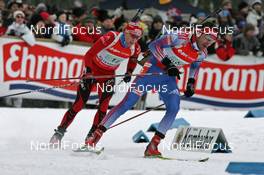 16.02.2008, Oestersund, Sweden (SWE):  group, l-r: Rune Bratsveen (Nor), Nikolay Kruglov (RUS)  - IBU World Championchip of Biathlon, relay men - Oestersund (SWE). www.nordicfocus.com. c Hemmersbach/NordicFocus. Every downloaded picture is fee-liable.
