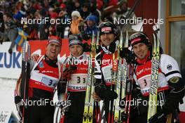 16.02.2008, Oestersund, Sweden (SWE): Team GER l-r: Michael Greis (GER), Andreas Birnbacher (GER), Alexander Wolf (GER), Michael Roesch (GER) - IBU World Championchip of Biathlon, relay men - Oestersund (SWE). www.nordicfocus.com. c Furtner/NordicFocus. Every downloaded picture is fee-liable.