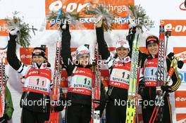 17.02.2008, Oestersund, Sweden (SWE): l-r: Martina Glagow (GER), Andrea Henkel (GER), Magdalena Neuner (GER), Kati Wilhelm (GER) - IBU World Championchip of Biathlon, relay women - Oestersund (SWE). www.nordicfocus.com. c Manzoni/NordicFocus. Every downloaded picture is fee-liable.