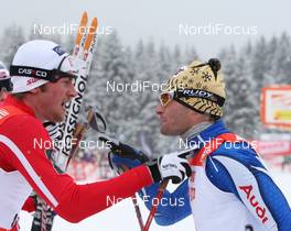 04.01.08, Asiago, Italy (ITA): group, l-r Petter Northug (NOR), Girogio di Centa (ITA), struggle, feature - FIS world cup cross-country, tour de ski, individual sprint, Asiago (ITA). www.nordicfocus.com. c Hemmersbach/NordicFocus. Every downloaded picture is fee-liable.