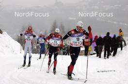 05.01.08, Val di Fiemme, Italy (ITA): l-r: Aivar Rehemaa (EST), Christophe Perrillat (FRA), Emmanuel Jonnier (FRA)  - FIS world cup cross-country, tour de ski, mass men, Val di Fiemme (ITA). www.nordicfocus.com. c Felgenhauer/NordicFocus. Every downloaded picture is fee-liable.