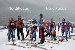 05.01.08, Val di Fiemme, Italy (ITA): feature, the Italien team prepairing ski for the race - FIS world cup cross-country, tour de ski, mass men, Val di Fiemme (ITA). www.nordicfocus.com. c Hemmersbach/NordicFocus. Every downloaded picture is fee-liable.