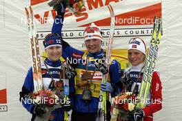 09.02.2008, Otepaeae, Estland (EST): l-r: Aino Kaisa Saarinen (FIN), Virpi Kuitunen (FIN), Therese Johaug (NOR)  - FIS world cup cross-country, 10km women, Otepaeae (EST). www.nordicfocus.com. c Felgenhauer/NordicFocus. Every downloaded picture is fee-liable.
