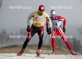 16.02.2008, Liberec, Czech Republic (CZE): l-r:  Lukas Bauer (CZE),Tord Asle Gjerdalen (NOR)  - FIS world cup cross-country, 15km men, Liberec (CZE). www.nordicfocus.com. c Felgenhauer/NordicFocus. Every downloaded picture is fee-liable.