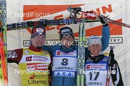 16.02.2008, Liberec, Czech Republic (CZE): l-r: Lukas Bauer (CZE), Jean Marc Gaillard (FRA), Christian Hoffmann (AUT)  - FIS world cup cross-country, 15km men, Liberec (CZE). www.nordicfocus.com. c Felgenhauer/NordicFocus. Every downloaded picture is fee-liable.