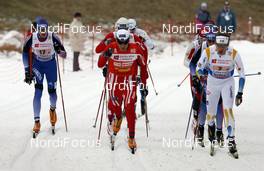 17.02.2008, Liberec, Czech Republic (CZE):l-r:  Nikita Kriukov (RUS),Eldar Roenning (NOR), Emil Joensson (SWE)  - FIS world cup cross-country,team sprint, Liberec (CZE). www.nordicfocus.com. c Felgenhauer/NordicFocus. Every downloaded picture is fee-liable.