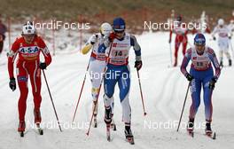 17.02.2008, Liberec, Czech Republic (CZE): l-r: Astrid Jacobsen (NOR),  Pirjo Muranen (FIN), Natalia Matveeva (RUS)  - FIS world cup cross-country,team sprint, Liberec (CZE). www.nordicfocus.com. c Felgenhauer/NordicFocus. Every downloaded picture is fee-liable.