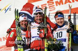 23.02.2008, Falun, Sweden (SWE): l-r: Marit Bjoergen (NOR), Astrid Jacobsen (NOR), Aino Kaisa Saarinen (FIN) - FIS world cup cross-country, pursuit women, Falun (SWE). www.nordicfocus.com. c Manzoni/NordicFocus. Every downloaded picture is fee-liable.